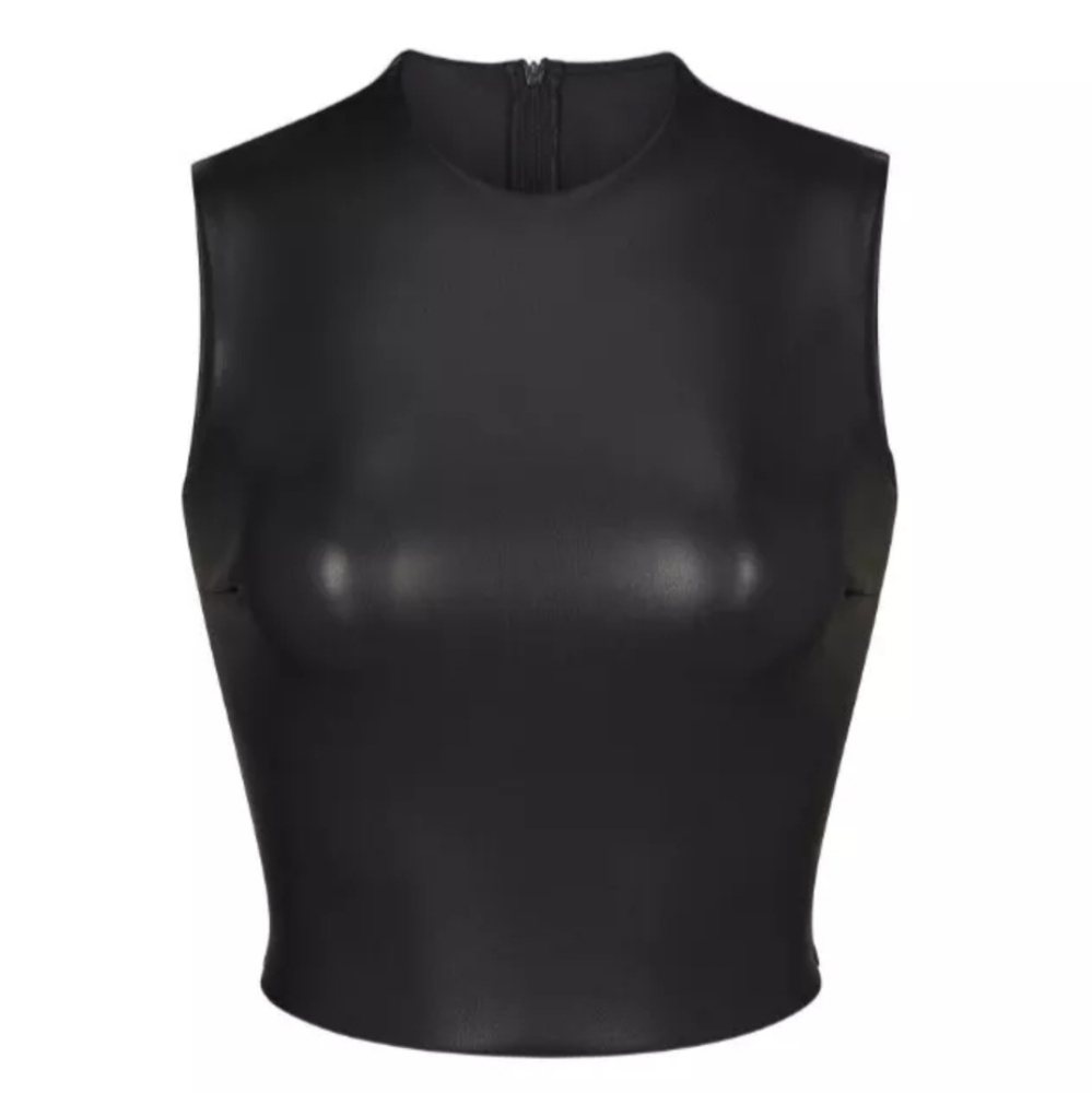 SKIMS Faux Letter Crew Neck Cropped Top
